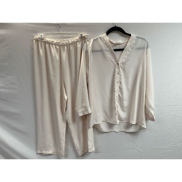 Carole Hochman Womens Button Front Shirt & Wide Capri Leg Pants Set Size Small - Picture 1 of 14